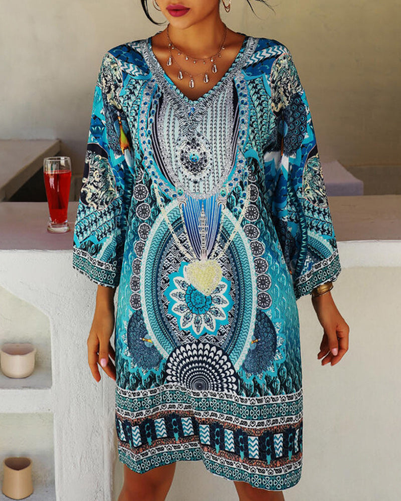 Layla™ - Vibrant Bohemian Print Dress