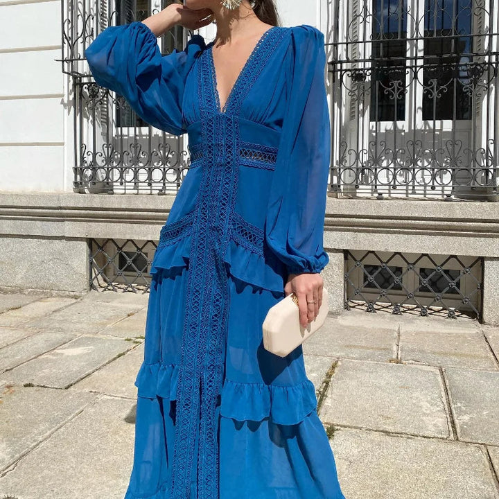 AMY - Tiered Long Sleeve Maxi Dress