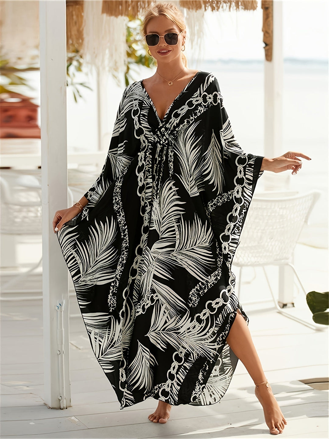 Sienna™ - Luxe Chain Print Kaftan Dress